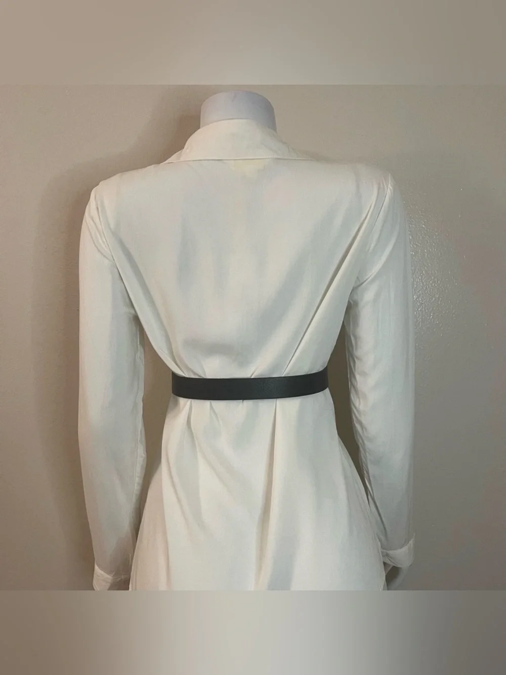 Black PU silver tone buckle skinny belt